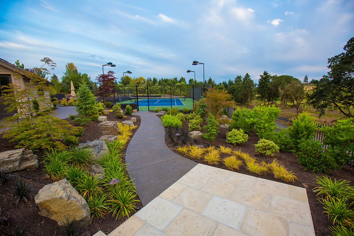 paved pathway to tennis court with plantings paved pathway to tennis court with plantings by Dennis' 7 Dees