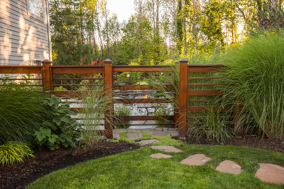 wooden screen element in landscape wooden screen element in landscape