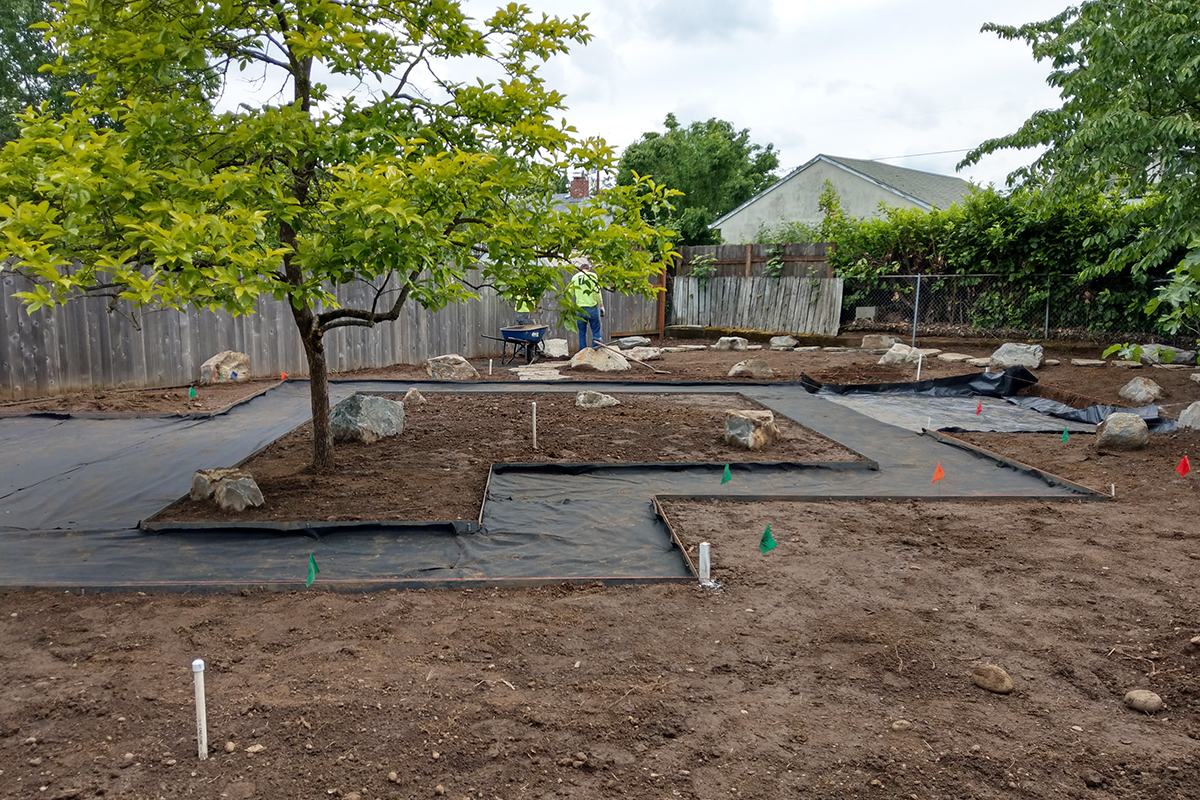 residential landscaping construction progress